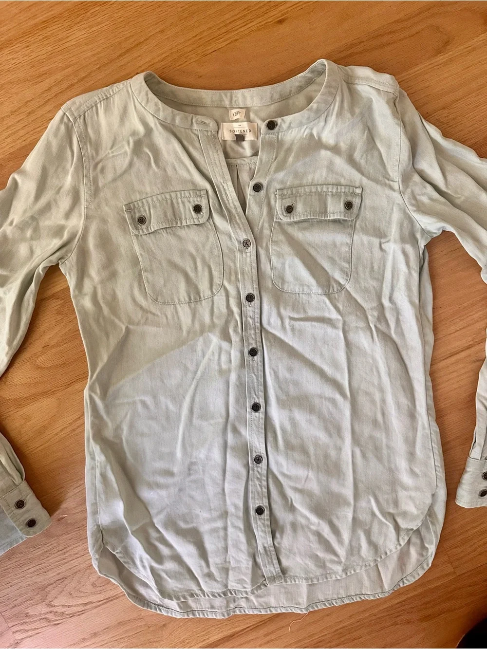 Ann Taylor Loft softened chambray shirt sz xs
